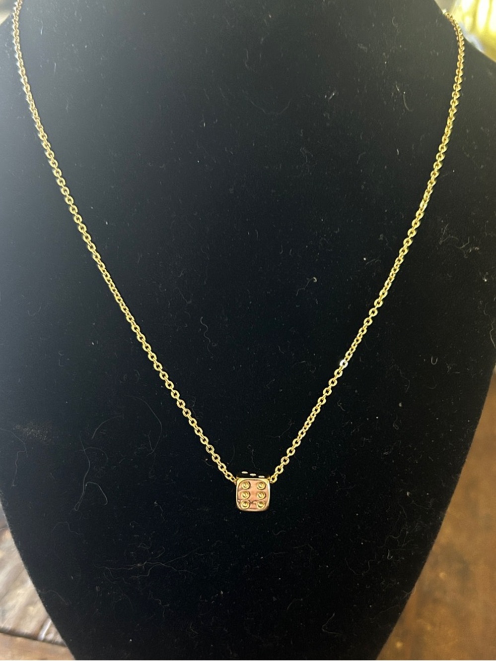 Cute Minimalist Gold-tone Dice Pendant Necklace